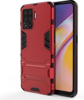 Voor OPPO A94 schokbestendige pc + TPU beschermhoes met verborgen houder (rood)