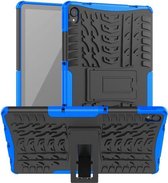 Voor Lenovo Tab P11 Tyre Texture Shockproof TPU + PC beschermhoes met houder (blauw)
