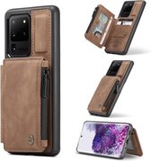 Voor Samsung Galaxy S20 Ultra CaseMe C20 multifunctionele pc + TPU beschermhoes met houder & kaartsleuf & portemonnee (bruin)