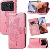 Voor Xiaomi Mi 11 Ultra Vlinder Liefde Bloemen Reliëf Horizontale Flip Lederen Case met Houder & Kaartsleuven & Portemonnee & Lanyard (Roze)