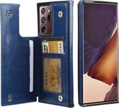 Voor Samsung Galaxy Note20 Ultra FLOVEME Crazy Horse Texture Horizontale Flip lederen beschermhoes met kaartsleuven & houder (blauw)