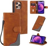 Driekleurige stiksels Kalf Textuur Horizontale Flip Leren Case met Houder & Kaartsleuven & Portemonnee Voor iPhone 11 (Bruin)