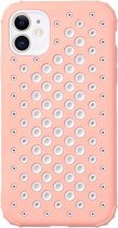 Candy Color Mesh-warmteafvoer TPU-beschermhoes voor iPhone 12 (roze)
