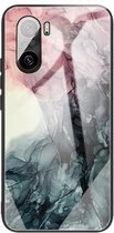 Voor Xiaomi Redmi K40 / K40 Pro / K40 Pro + beschermhoes van abstract marmerpatroonglas (abstract zwart)