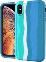 Voor iPhone XR Rainbow Silicone + PC Schokbestendig Skid-proof stofdicht hoesje (Rainbow Green)