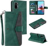 Voor Xiaomi Redmi Note 10 4G Stiksels Kalf Textuur Horizontale Flip Lederen Case met Houder & Kaartsleuven & Portemonnee (Groen)