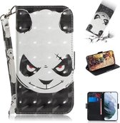 Voor Samsung Galaxy S21 FE 3D Gekleurde Tekening Horizontale Flip Leren Case met Houder & Kaartsleuven & Portemonnee & Lanyard (Angry Bear))