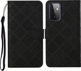 Voor Samsung Galaxy A72 5G / 4G etnische stijl reliëf patroon horizontale flip lederen tas met houder & kaartsleuven & portemonnee & lanyard (zwart)