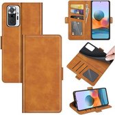 Voor Xiaomi Redmi Note 10 Pro / Note 10 Pro (Indiase versie) / Note 10 Pro Max Dubbelzijdige magnetische gesp Horizontale flip lederen tas met houder & kaartsleuven & portemonnee (geel)