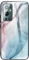 For One Plus 9 Pro Abstract Marble Pattern Glass beschermhoes (abstract grijs)