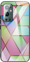 For One Plus 9 Pro Abstract Marble Pattern Glass beschermhoes (Rhombus Gradient)
