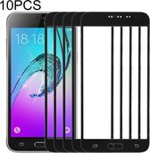 10 STKS Front Screen Outer Glas Lens voor Samsung Galaxy J3 (2016) / J320FN / J320F / J320G / J320M / J320A / J320V / J320P (Zwart)