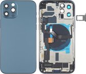 Batterij-achterklep (met zijtoetsen & luidspreker & motor & cameralens & kaarthouder & aan / uit-knop + volumeknop + oplaadpoort & draadloze oplaadmodule) voor iPhone 12 Pro (blauw