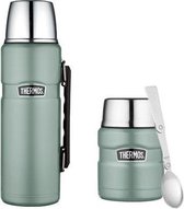 Thermos King thermosfles + lunchpot - Duckegg groen - Set