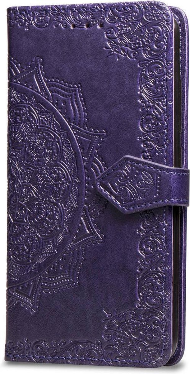 Apple iPhone 7 Plus - 8 Plus Bookcase - Paars - Bloemen - Portemonnee Hoesje