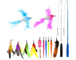 Filo Kattenhengel Set + 12 Kattenspeeltjes – Speelhengels Interactief Kattenspeelgoed – Hengel Kattenspeeltje Kittens - Speelgoed Speelhengel Vis Kat en Kitten Image