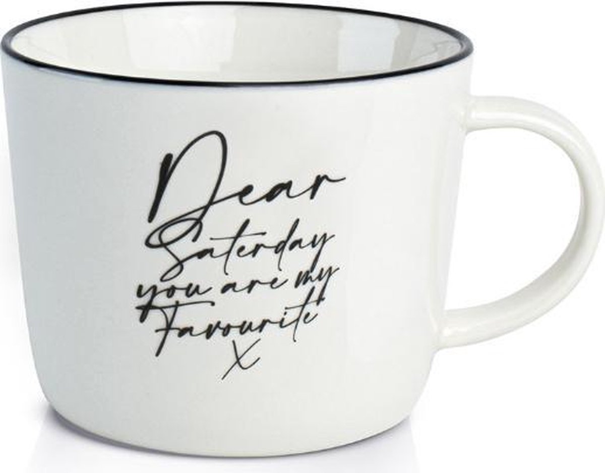 Dutch Rose Loft Zwart-Wit Mok Dear Saturday 32 cl