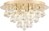 Lindby - plafondlamp - 4 lichts - staal, kristal - H: 19 cm - G9 - goud