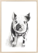Poster biggetje, A4, dierenposter, boerderijdieren, kinderkamer, babykamer