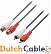 Dutch Cable Tulp stereo audio verlengkabel - zwart - 5 meter