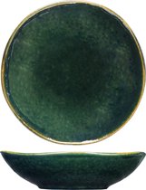 1x stuks rond diep bord Otylia groen 20,5 cm - Soepbord van aardewerk
