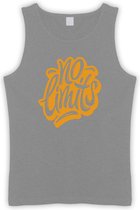 Grijze Tanktop met  " No Limits " print Oranje size S