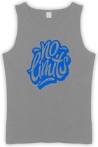 Grijze Tanktop met  " No Limits " print Blauw size XL