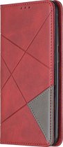 Huawei Y7 (2019) Hoesje - Mobigear - Rhombus Slim Serie - Kunstlederen Bookcase - Rood - Hoesje Geschikt Voor Huawei Y7 (2019)