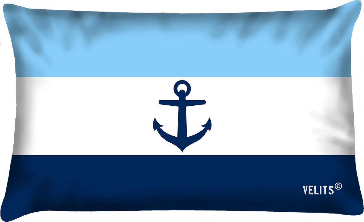 Velits outdoor Sierkussen - Buitenkussen Bloed Waterafstotend Bootkussen Nederlandse Vlag - Blauw - 60 Cm X 40 Cm