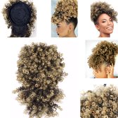 Afro Hair Bun Haarstuk Kinky Curl met trekkoord&pony blond