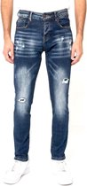 Ripped Jeans Stretch Heren Slim fit - D-3134 - Blauw