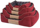 Scruffs Highland Box Bed - Stevige Hondenmand van Hoogwaardige Chenille stof met anti-slip onderzijde - Kleur: Rood, Maat: Medium