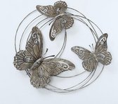 Muurdecoratie - Wanddecoratie met vlinders - 3D - Sierobject voor aan de wand - Metaal - Vlinders - 56x58cm