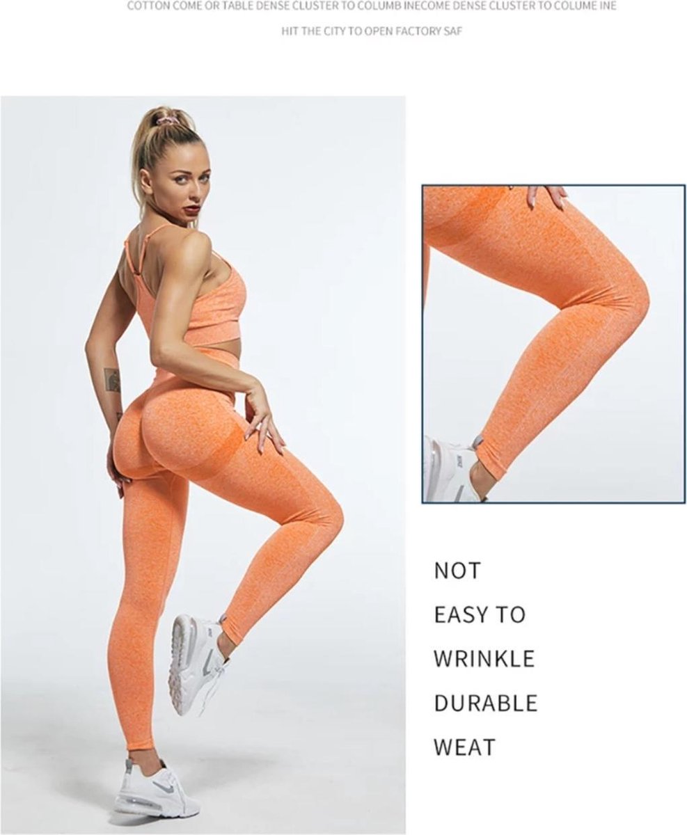 SALSPOR - Dames Legging voor Fitness / Workout - Sexy Gym Sportbroek Workout sportlegging - Hoge Taille voor Fitness - Push Up Fitness Vrouwelijke - Kleur oranje - Maat M