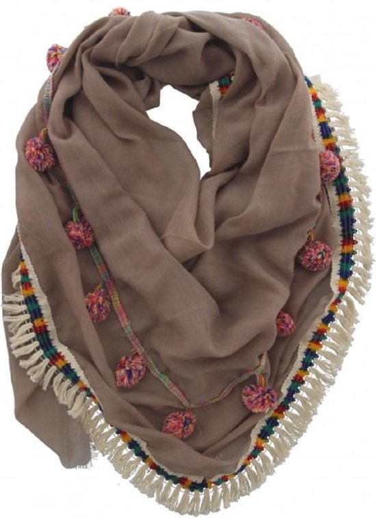 Een heel bijzondere sjaal afgewerkt met kwastjes en franjes in diverse  vrolijke... | bol.com