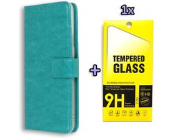 HB Hoesje Geschikt voor Nokia X10 & X20 Turquoise & Glazen Screenprotector - Portemonnee Book Case - Kaarthouder & Magneetlipje