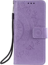 Bloemen Book Case - Motorola Moto G9 Plus Hoesje - Paars