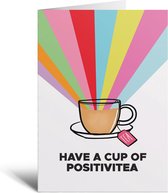 Kaart - PositiviTea - Thee - Regenboog - Grappig - Verjaardag - Roze - Blauw - Groen - Geel