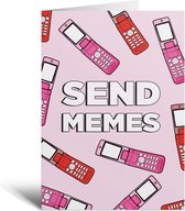 Kaart - Send Memes - Roze - Kinderen - Scholieren - Cadeau - Verjaardag - Grappig - Telefoon