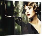 Glamour dame in zwarte jurk - Foto op Plexiglas - 40 x 30 cm