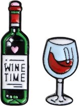 Pin ''wine time'' broche, kledingspeld
