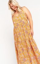 LOLALIZA Maxi-jurk met bloemenprint - Geel - Maat 44