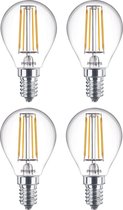 Lampe boule LED Philips 4 pièces E14 4.3W 2700K Transparent Non dimmable