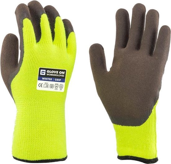 Glove On handschoen - winter grip - gebreid acryl, foamlatex coating - L