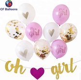 CF Balloons - Baby Shower Decorations Gender Reveal Party Oh Baby Party Decor Supplies Gold Heart Printed Balloons