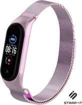 Milanees Smartwatch bandje - Geschikt voor Xiaomi Mi Band 6 Milanese band - rosé pink - Strap-it Horlogeband / Polsband / Armband