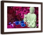 Foto in frame , Boeddha in een tuin , 120x80cm , Multikleur , Premium print