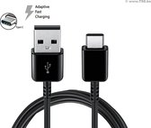 Kabel - Zwart - USB-C kabel naar USB-A oplaadkabel oplader - EXTRA LANG 2m -handig - Stevige zwarte usb c kabel - voor onder andere Samsung One plus + Xiaomi + Huawei
