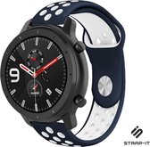 Siliconen Smartwatch bandje - Geschikt voor  Xiaomi Amazfit GTR sport band - blauw/wit - 42mm - Strap-it Horlogeband / Polsband / Armband