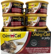 Gimcat ShinyCat in Jelly - Kip met Garnalen & Malt - 24 x 70gr - Kattenvoer
